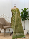 Banarasi Cotton Soft Silk 3 Pcs Suit With All Over Meena Mehendi Color