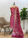 Exclusive Rani Color Banarasi Soft Cotton Silk 3 Pcs Suit With All Over Meena