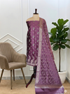 Banarasi Purple Magenta Color Cotton Silk 3 Pcs Suit Set With All Over Meena