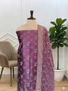 Banarasi Purple Magenta Color Cotton Silk 3 Pcs Suit Set With All Over Meena