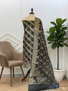 Very Beautiful Black Color Banarasi Cotton Silk 3 Pcs Suit With All Over Meena