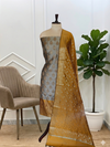 Best Banarasi Soft Cotton Silk 3 Pcs Suits With Contrast Pallu Mehendi Color
