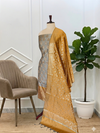 Best Banarasi Soft Cotton Silk 3 Pcs Suits With Contrast Pallu Mehendi Color
