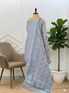 Very Light Grey Color Banarasi Soft Cotton Silk 3 Pcs Suit