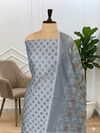 Very Light Grey Color Banarasi Soft Cotton Silk 3 Pcs Suit