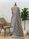 Stylish Banarasi Cotton Silk Dress Material for Women With Beige Grey