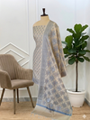 Stylish Banarasi Cotton Silk Dress Material for Women With Beige Grey