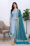 Soft Semi Silk Banarasi 3 Pcs Unstiched Suit For Ladies