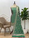 Celebrate Every Moment in Banarasi Soft Semi Silk 3 Pcs Suit With Green Color