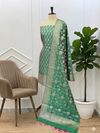 Celebrate Every Moment in Banarasi Soft Semi Silk 3 Pcs Suit With Green Color
