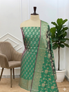 Celebrate Every Moment in Banarasi Soft Semi Silk 3 Pcs Suit With Green Color
