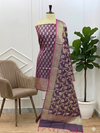 Drape Yourself in Timeless Luxury Wine Color Banarasi Soft Semi Silk 3 Pcs Suit