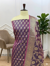Drape Yourself in Timeless Luxury Wine Color Banarasi Soft Semi Silk 3 Pcs Suit