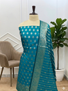 Luxury Banarasi Soft Semi Silk Suits at Unmissable Prices With Peacock Color