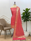 Own the Spotlight in Style Maroon Color Banarasi Soft Semi Silk 3 Pcs Suit