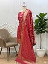 Own the Spotlight in Style Maroon Color Banarasi Soft Semi Silk 3 Pcs Suit