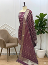 Royal Looks, Timeless Style Wine Color Banarasi Soft Semi 3 Pcs Suit