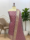 Royal Looks, Timeless Style Wine Color Banarasi Soft Semi 3 Pcs Suit