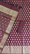Royal Looks, Timeless Style Wine Color Banarasi Soft Semi 3 Pcs Suit
