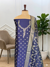 Beautiful Navi Blue Color Banarasi Soft Semi Silk 3 Pcs Suit