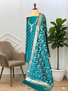 Peacock Color Banarasi Soft Semi Silk 3 Pcs Suit
