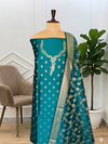 Peacock Color Banarasi Soft Semi Silk 3 Pcs Suit