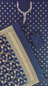 Beautiful Navi Blue Color Banarasi Soft Semi Silk 3 Pcs Suit