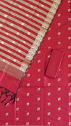 Traditional Red Color Banarasi Soft Semi Silk 3 Pcs Suit