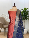 Classic Traditional Banarasi Semi Silk 3 Pcs Suit With Contrast