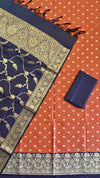 Classic Traditional Banarasi Semi Silk 3 Pcs Suit With Contrast