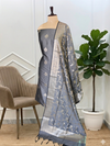 Modern Ethnic Banarasi Soft Semi Silk Suit  With Grey Color
