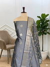 Modern Ethnic Banarasi Soft Semi Silk Suit  With Grey Color