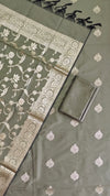 Classic Zari Banarasi Semi Soft Silk Suit With Mehndi Color