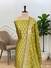 Banarasi Semi Silk Designer Suit With Light Mehendi Color