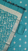 Soft Semi Silk Banarasi Suit Zari Work  With Peacock Color