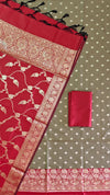 Stunning Look Banarasi Soft Semi Silk 3 Pcs Suit With Contrast Color