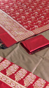 Luxury Soft Semi Silk Banarasi 3 Pcs Suit with Contrast Maroon Pallu Color