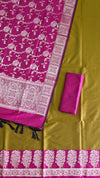 Exclusive Banarasi Soft Semi Silk 3 Pcs With Contrast Rani Color
