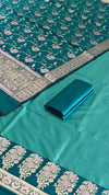 Elegant Banarasi Soft Semi Silk 3 Pcs Suit for Festive & Wedding Wear WIth Peacock Color
