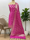 Designer Banarasi3 pcs Suit Set All Over Design With Rani Color