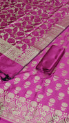 Designer Banarasi3 pcs Suit Set All Over Design With Rani Color
