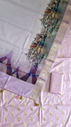 Light Onion Color Banarasi Soft Cotton Silk Suit With Banaras Namo Ghat Printed Dupatta