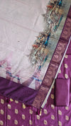Wine Color Banarasi Soft Cotton Silk 3 Pcs Suit With Namo Ghat Printed Pallu