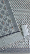 Party Wear Banarasi Cotton Silk 3 Pcs Suit With Light Grey Color