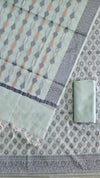 Premium Weaving Banarasi Cotton Silk 3 Pcs Suit With Light Firozi Color