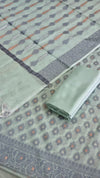 Premium Weaving Banarasi Cotton Silk 3 Pcs Suit With Light Firozi Color