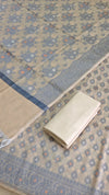 Exclusive Banarasi Cotton Silk Ladies 3 Pcs Suit With Ivory Cream Color