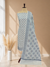 Party Wear Banarasi Cotton Silk 3 Pcs Suit With Light Grey Color