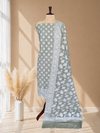 Traditional Banarasi Linen Silk 3 Pcs Suit with Sage Green Color