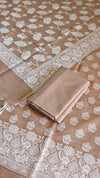 Premium Quality Banarasi Linen 3 Pcs Suit With Almond Beige Color